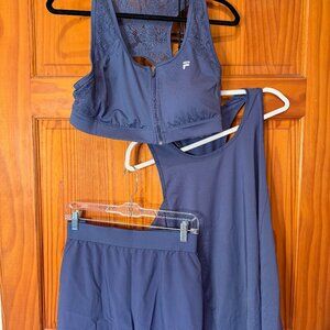 NWOT FILA SPORT Blue Bundle:  XXL Top and XXL Sports Bra and XL Shorts